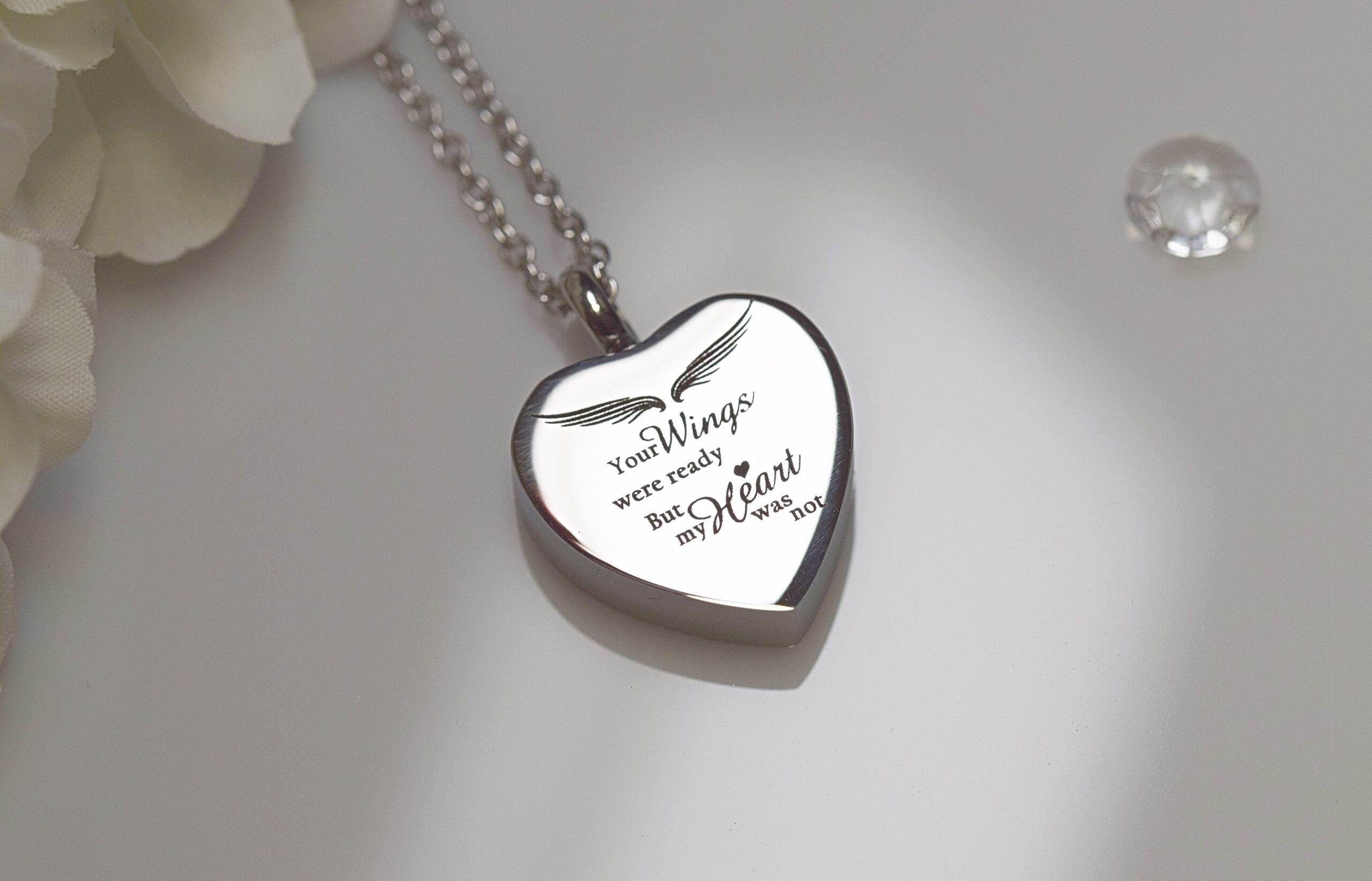 Cremation Ashes & Memorial Angel Urn Necklace Amulet of Ashes