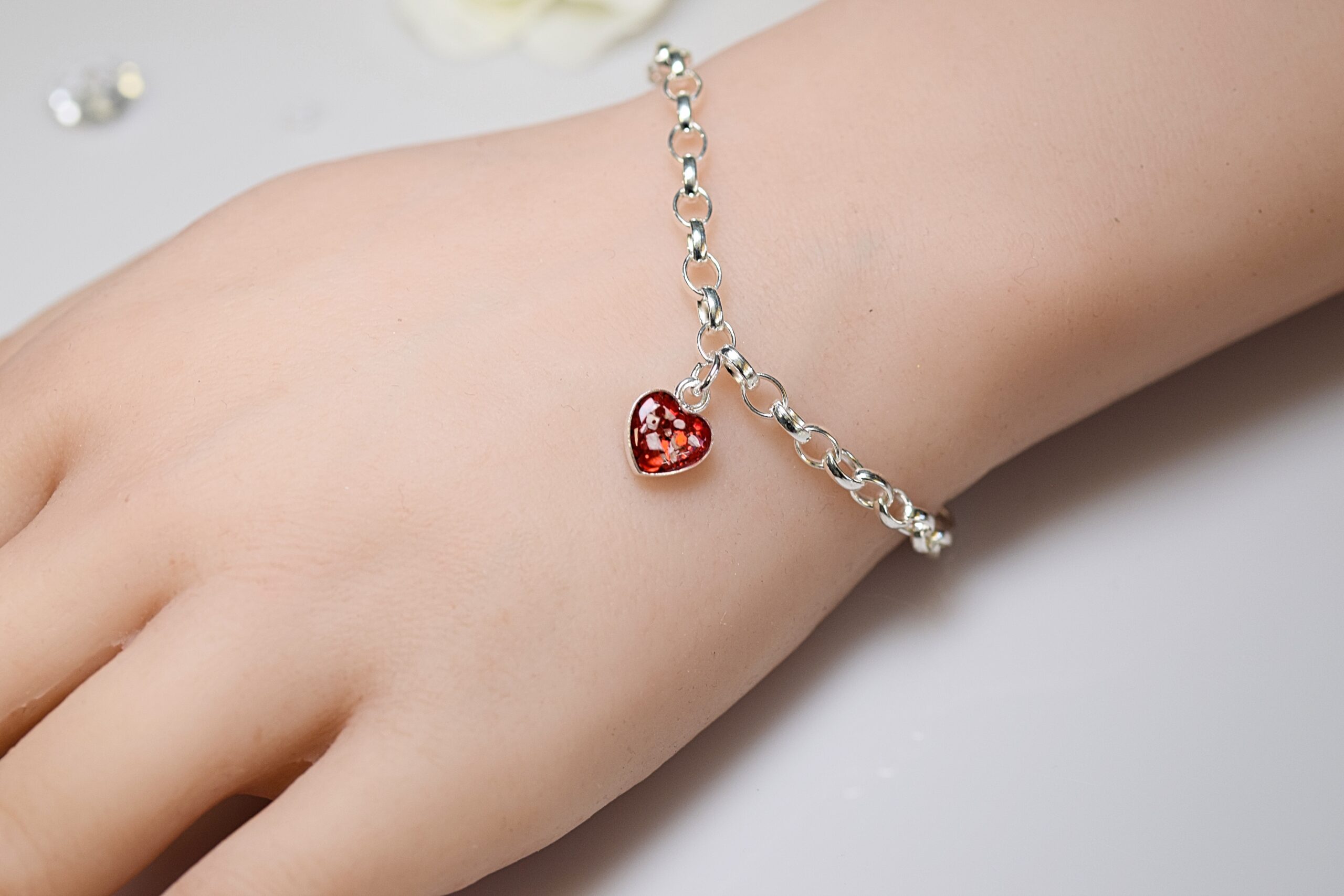 Cremation Ashes & Memorial Link Bracelet Amulet of Ashes